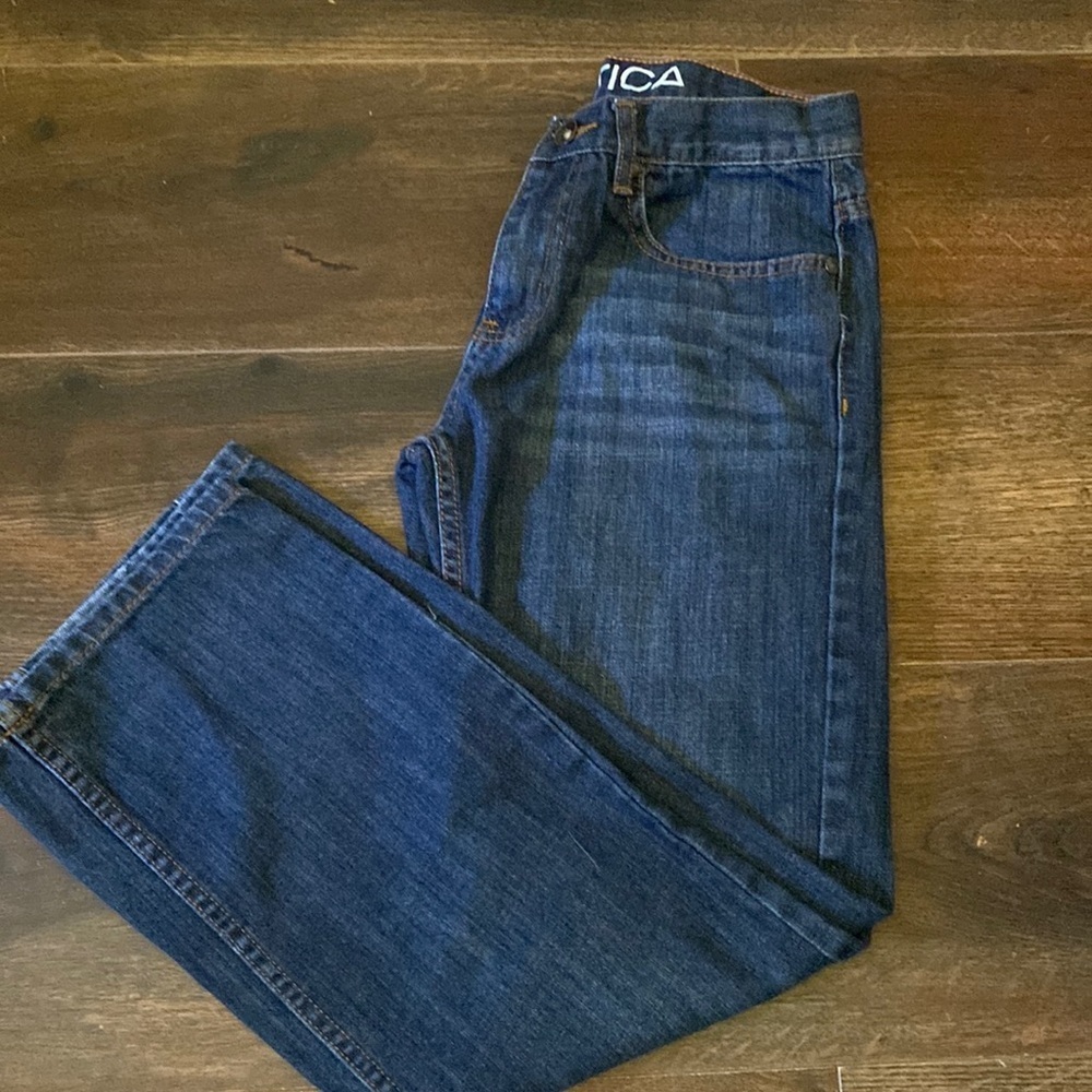 Nautica boys jeans size 14 dark wash distressed